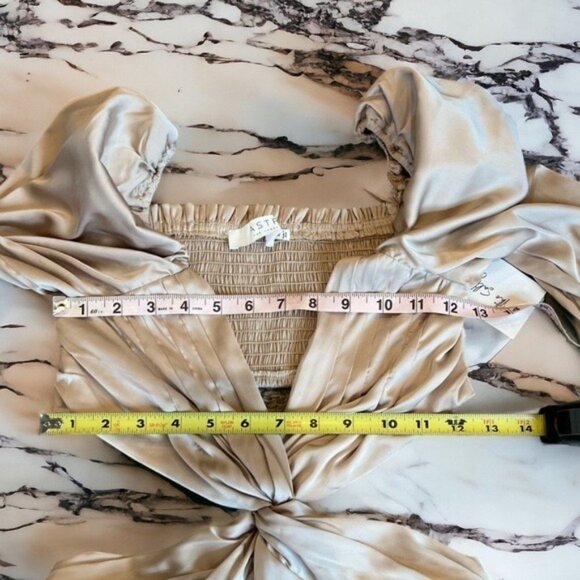 Astr The Label NWT Anamarie Cutout Long Sleeve Champagne Mini Dress Size XS - Picture 5 of 13